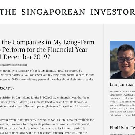 How Did the Companies in My Long-Term Portfolio Perform for the Financial Year Ended 31 December 2019?