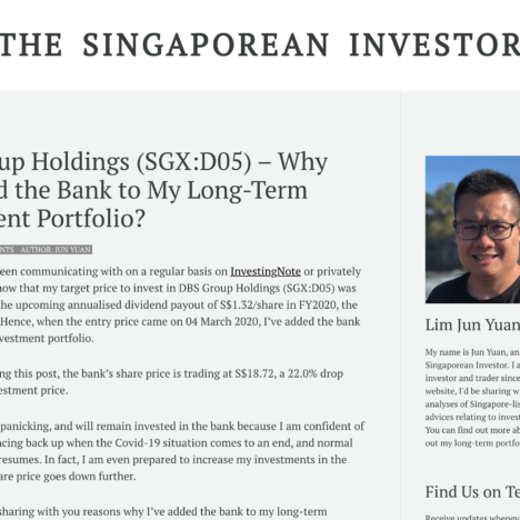 DBS Group Holdings (SGX:D05) - Why Did I Add the Bank to My Long-Term Investment Portfolio?