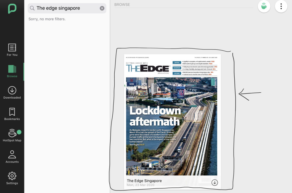 Tap on "The Edge Singapore" Publication which will Appear on the Right