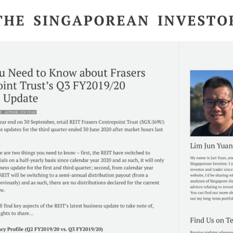 What You Need to Know about Frasers Centrepoint Trust’s Q3 FY2019/20 Business Update
