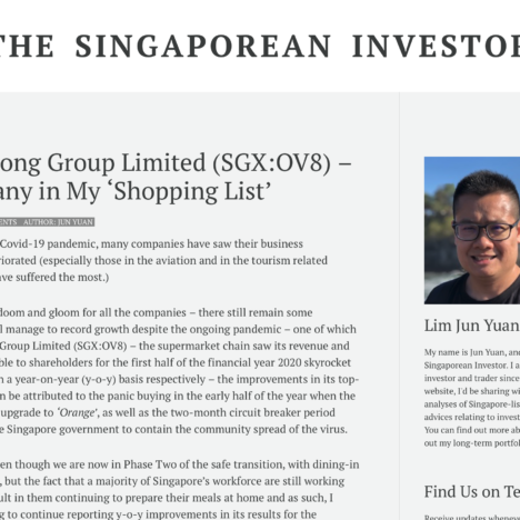 Sheng Siong Group Limited (SGX:OV8) – A Company in My ‘Shopping List’