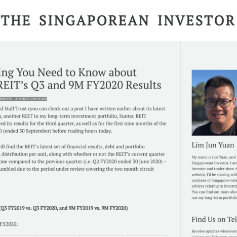 Everything You Need to Know about Suntec REIT’s Q3 and 9M FY2020 Results