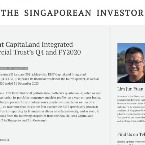 A Look at CapitaLand Integrated Commercial Trust’s Q4 and FY2020 Results