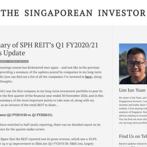 A Summary of SPH REIT’s Q1 FY2020/21 Business Update