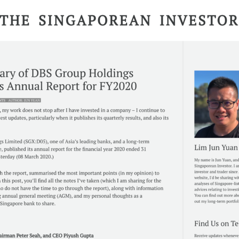A Summary of DBS Group Holdings Limited’s Annual Report for FY2020