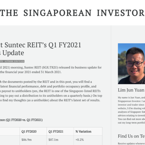 A Look at Suntec REIT’s Q1 FY2021 Business Update