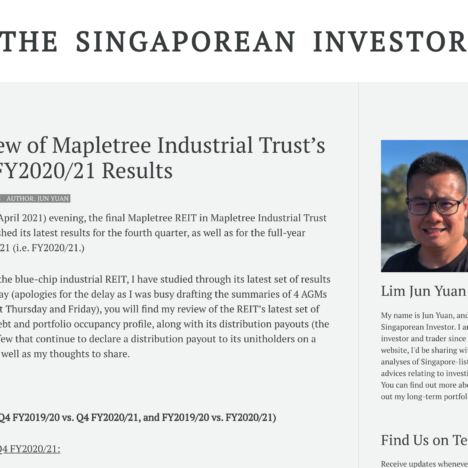My Review of Mapletree Industrial Trust’s Q4 and FY2020/21 Results