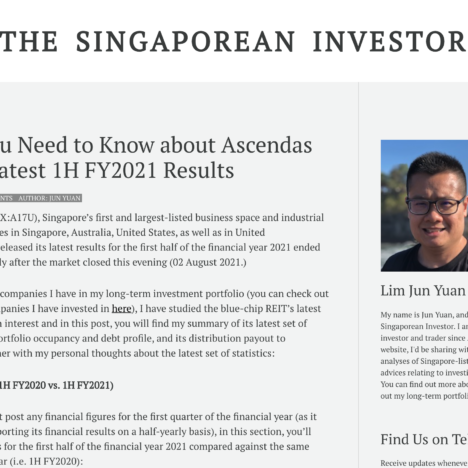 What You Need to Know about Ascendas REIT’s Latest 1H FY2021 Results