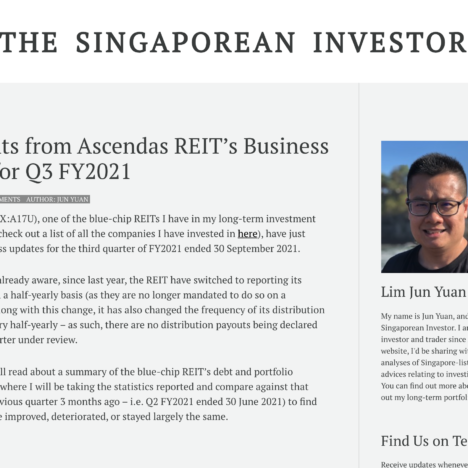 Highlights from Ascendas REIT’s Business Update for Q3 FY2021