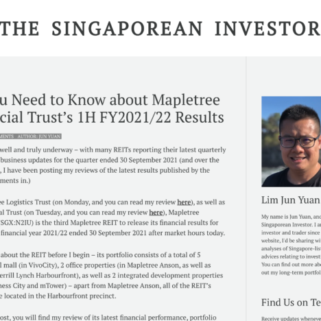 What You Need to Know about Mapletree Commercial Trust’s 1H FY2021/22 Results