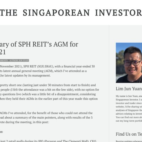 A Summary of SPH REIT’s AGM for FY2020/21