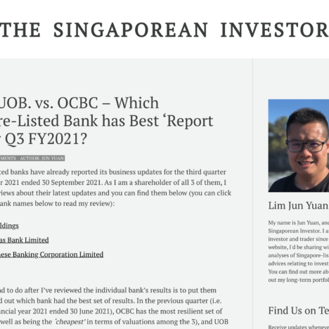 DBS vs. UOB. vs. OCBC – Which Singapore-Listed Bank has Best ‘Report Card’ for Q3 FY2021?