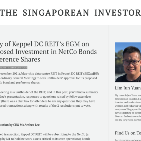 Summary of Keppel DC REIT’s EGM on the Proposed Investment in NetCo Bonds and Preference Shares