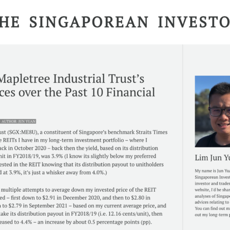 A Look at Mapletree Industrial Trust’s Performances over the Past 10 Financial Years