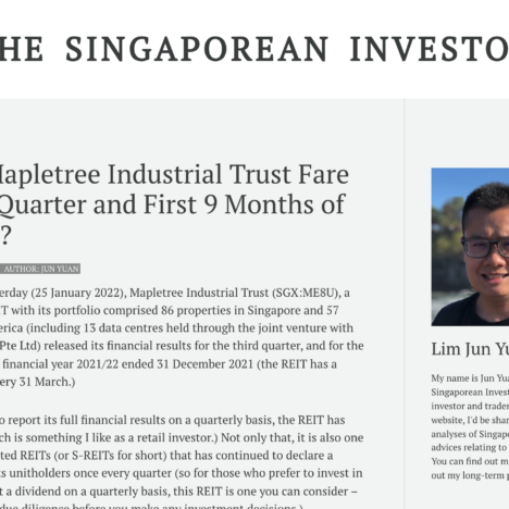 How Did Mapletree Industrial Trust Fare in the 3rd Quarter and First 9 Months of FY2021/22?
