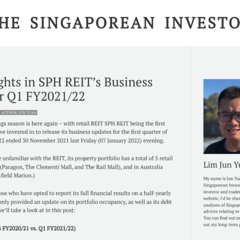 Key Highlights in SPH REIT’s Business Updates for Q1 FY2021/22