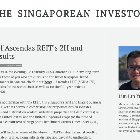 A Review of Ascendas REIT’s 2H and FY2021 Results