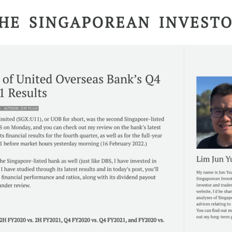 My Review of United Overseas Bank's Q4 and FY2021 Results