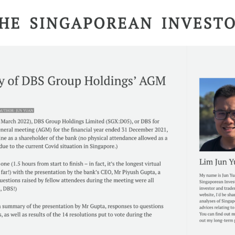 A Summary of DBS Group Holdings' AGM for FY2021