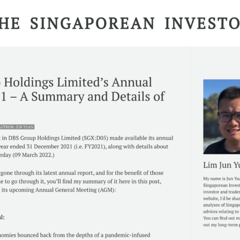 DBS Group Holdings Limited’s Annual Report 2021 – A Summary and Details of AGM