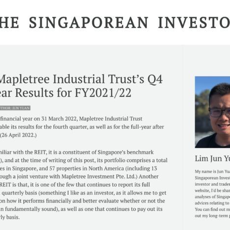 A Look at Mapletree Industrial Trust’s Q4 and Full Year Results for FY2021/22