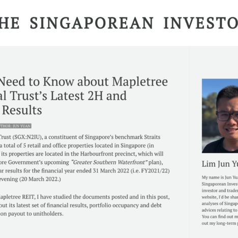 What You Need to Know about Mapletree Commercial Trust’s Latest 2H and FY2021/22 Results