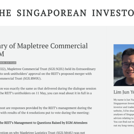 My Summary of Mapletree Commercial Trust’s EGM