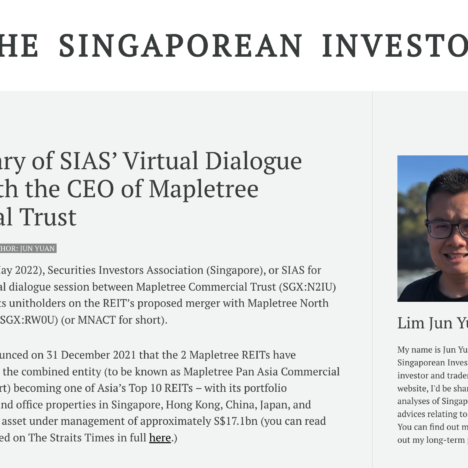 My Summary of SIAS’ Virtual Dialogue Session with the CEO of Mapletree Commercial Trust
