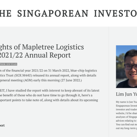 Key Highlights of Mapletree Logistics Trust's FY2021/22 Annual Report