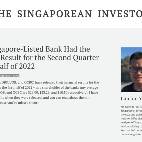 Which Singapore-Listed Bank Had the Best Set of Result for the Second Quarter and First Half of 2022