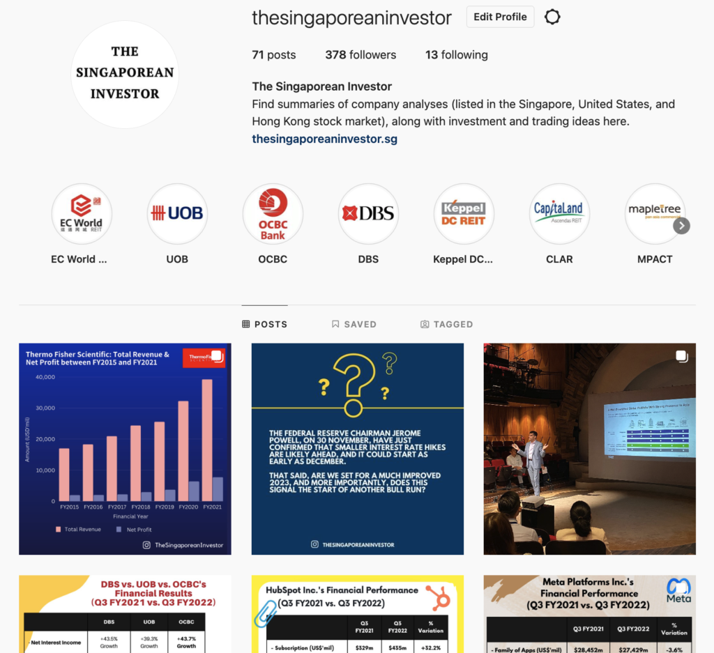 The Singaporean Investor on Instagram