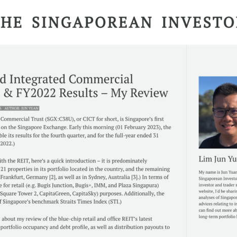 CapitaLand Integrated Commercial Trust’s Q4 & FY2022 Results – My Review