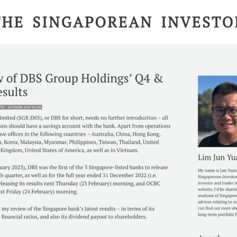 My Review of DBS Group Holdings’ Q4 & FY2022 Results