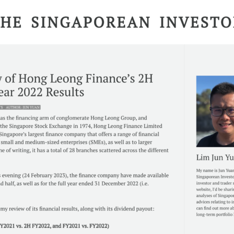 My Review of Hong Leong Finance’s 2H and Full Year 2022 Results