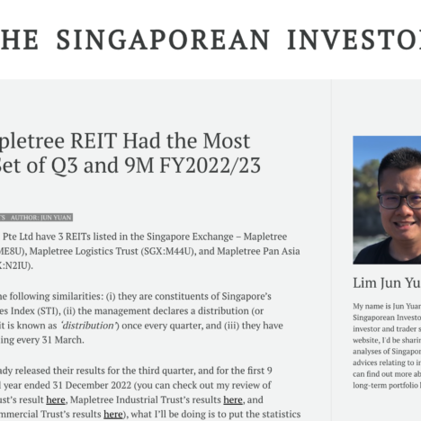 Which Mapletree REIT Had the Most Resilient Set of Q3 and 9M FY2022/23 Results?