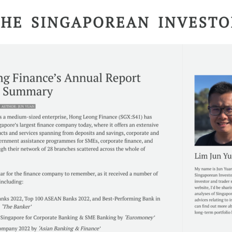 Hong Leong Finance’s Annual Report 2022 – My Summary