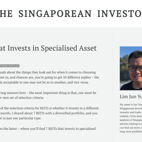 7 REITs that Invests in Specialised Asset Classes