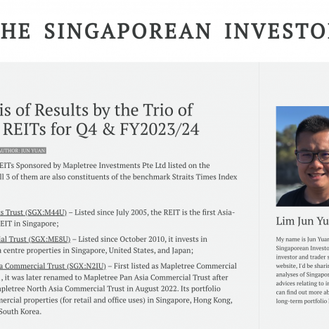 An Analysis of Results by the Trio of Mapletree REITs for Q4 & FY2023/24