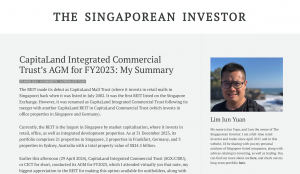 CapitaLand Integrated Commercial Trust's AGM for FY2023: My Summary