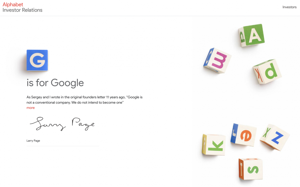 Alphabet Inc's Website