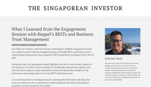 What I Learned from the Engagement Session with Keppel's REITs and Business Trust Management