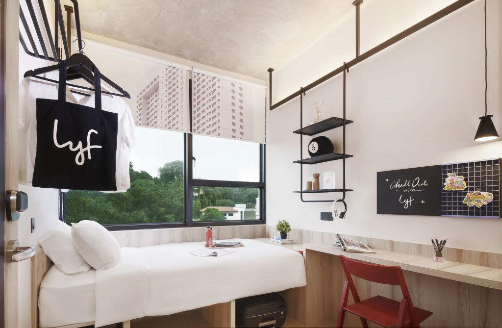 A Peak into One of the Rooms in lyf Funan Singapore