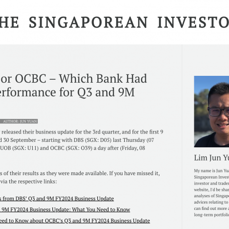 DBS, UOB, or OCBC – Which Bank Had the Best Performance for Q3 and 9M FY2024?